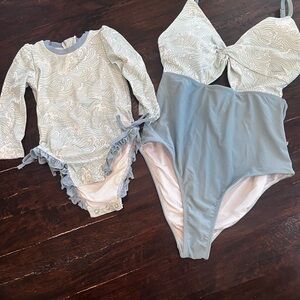 Blue Wave Pattern Kids One Piece